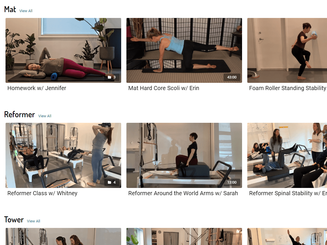 Spiral Spine Pilates On Demand Streaming Platform Screenshot