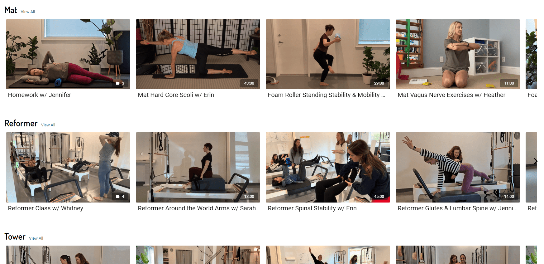 Screenshot of Spiral Spine Pilates On Demand Video Library